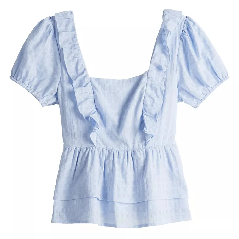Juniors' SO® Ruffle Tiered Eyelet Blouse - Picture 1 of 5